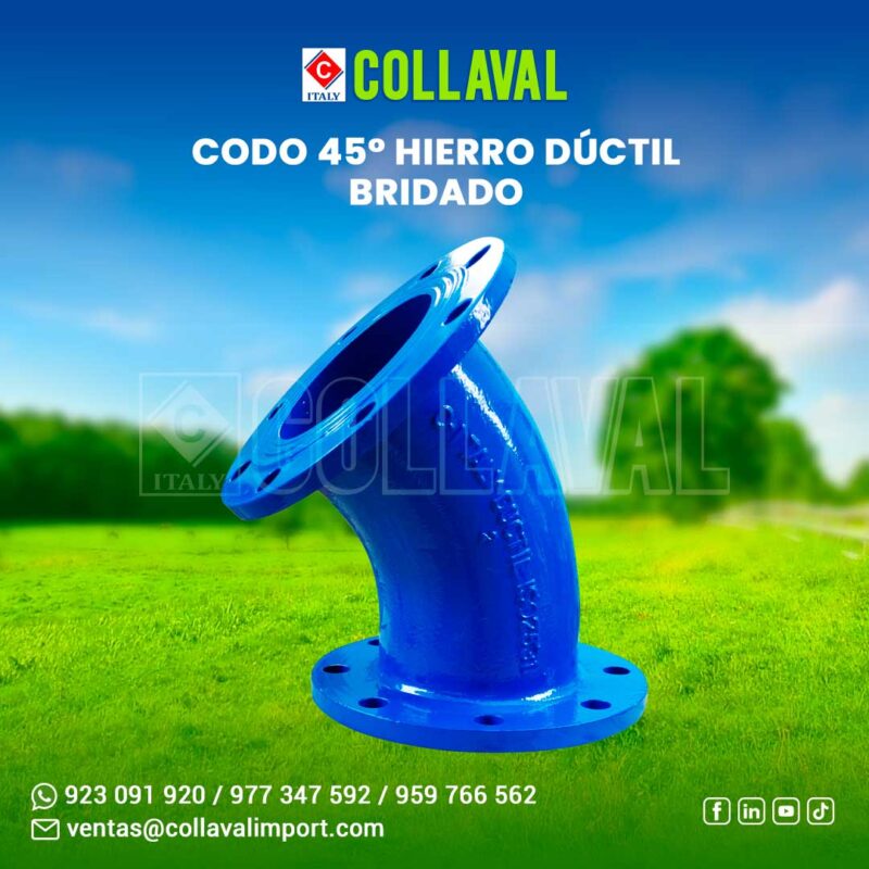 Codo 45 hierro dúctil bridado Collaval Import