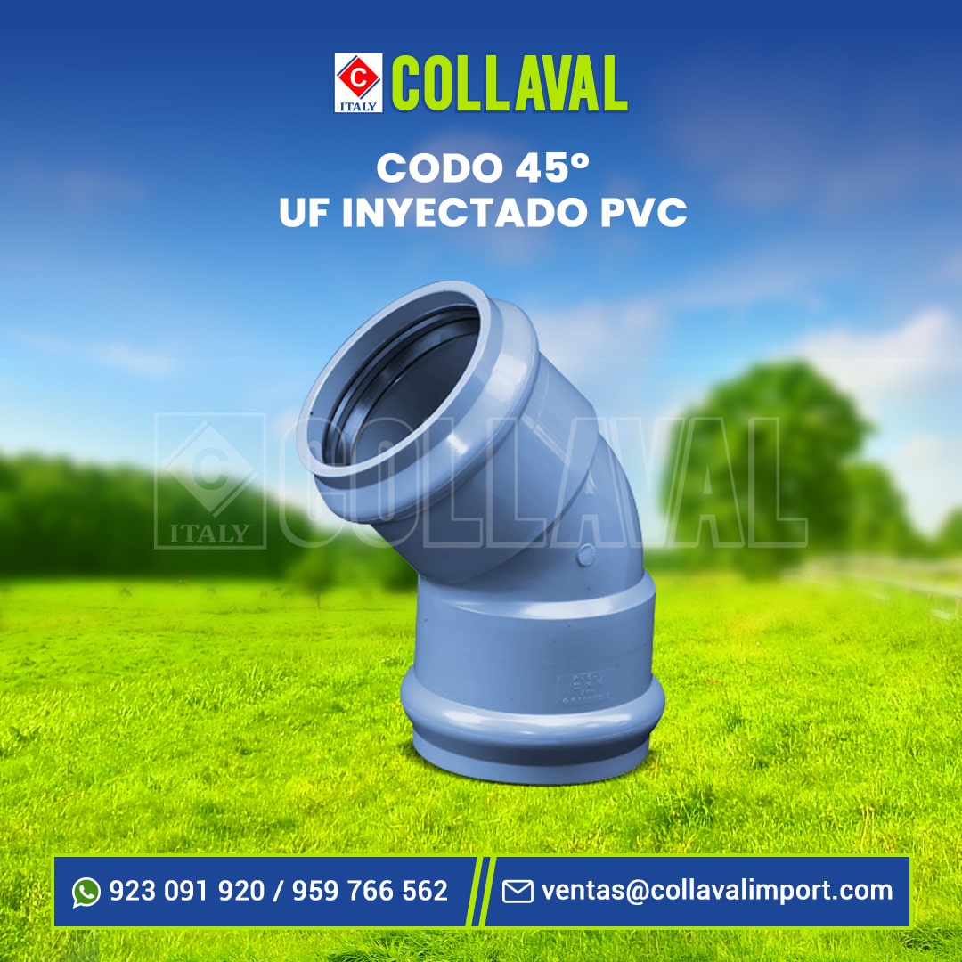 codo 45 pvc uf inyectado