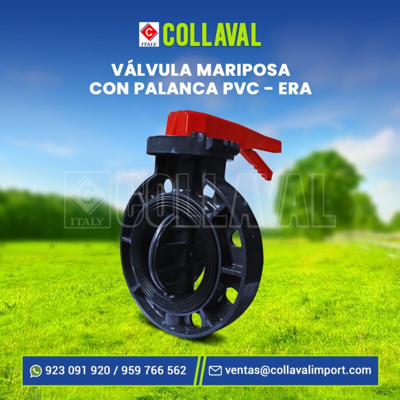 Válvula mariposa con palanca pvc marca Era Collaval Import